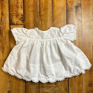 Vintage Handmade Dress 3 to 6 months White lace trim dress baptism christening